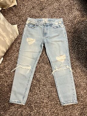 Current/Elliott Light Blue Distressed Denim Jeans